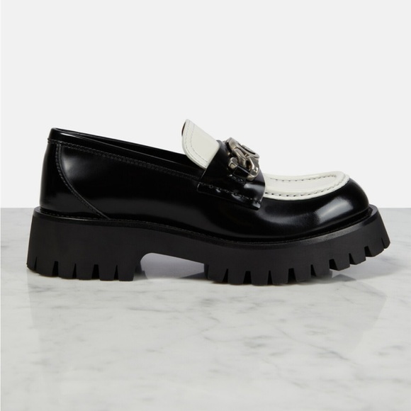 NWT NIB Gucci GG Cordovan Lux Platform Loafers Black & White, sz 39.5, US 9.5 - Picture 5 of 16